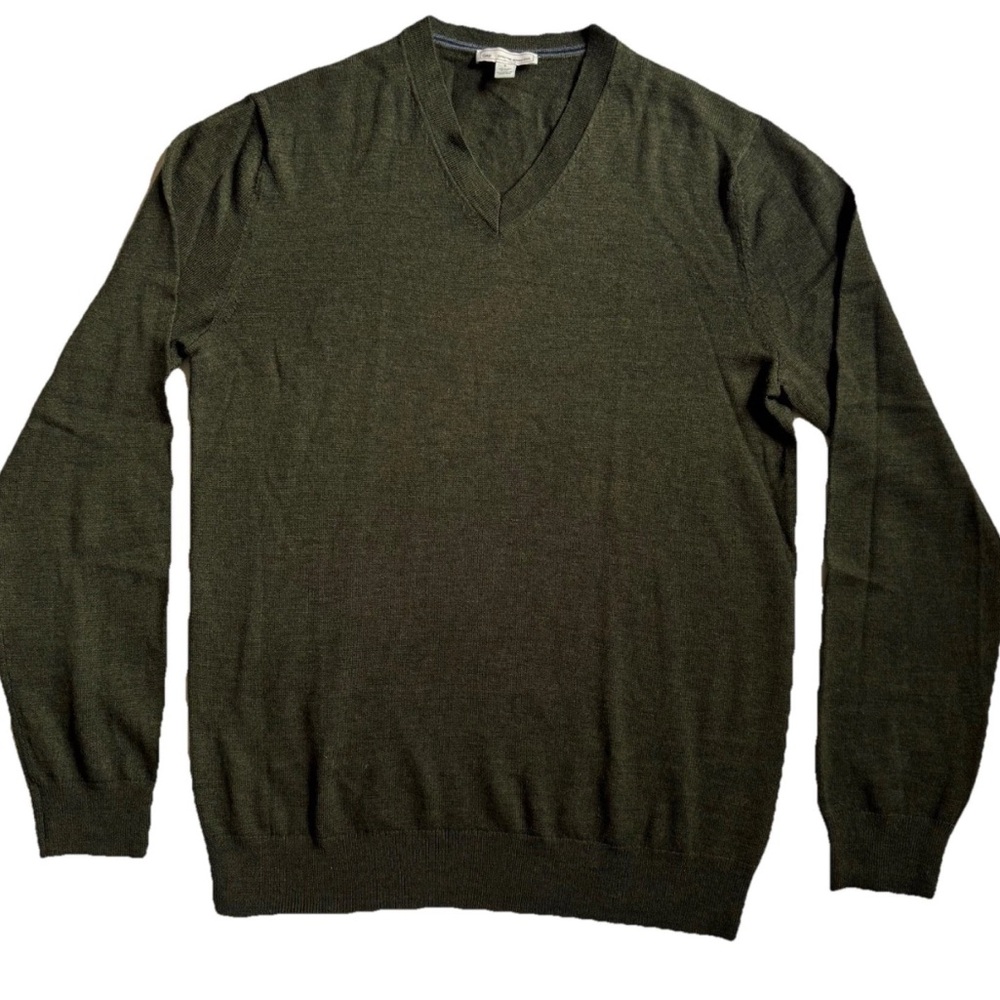 GAP Men's size small extra fine merino wool Olive color V-Neck Sweater NWOT
